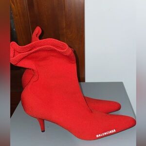 Balenciaga Red Heeled Sock Boots
